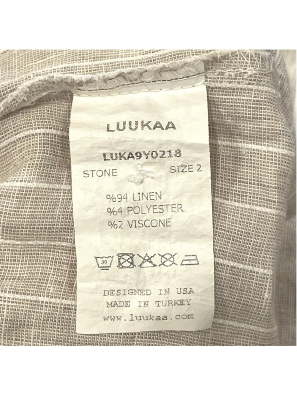 Luukaa Womens Size 10 Cropped Pants Pockets Beige Striped Linen Blend Stone